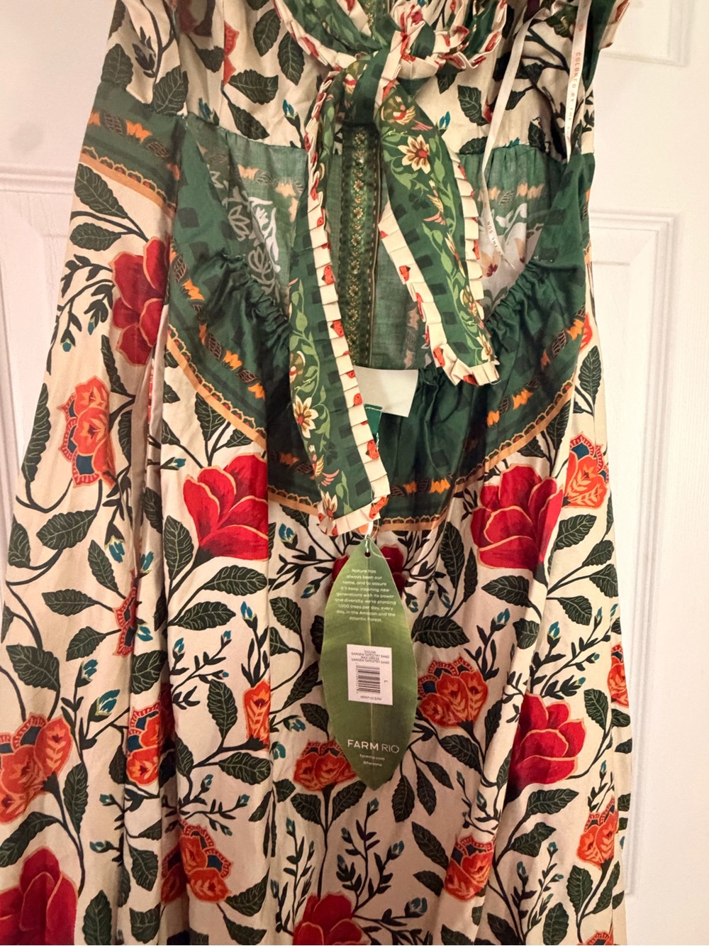FARM Rio Floral Tiered Maxi Skirt in Cream, Green and Red-Orange - Picture 5 of 5